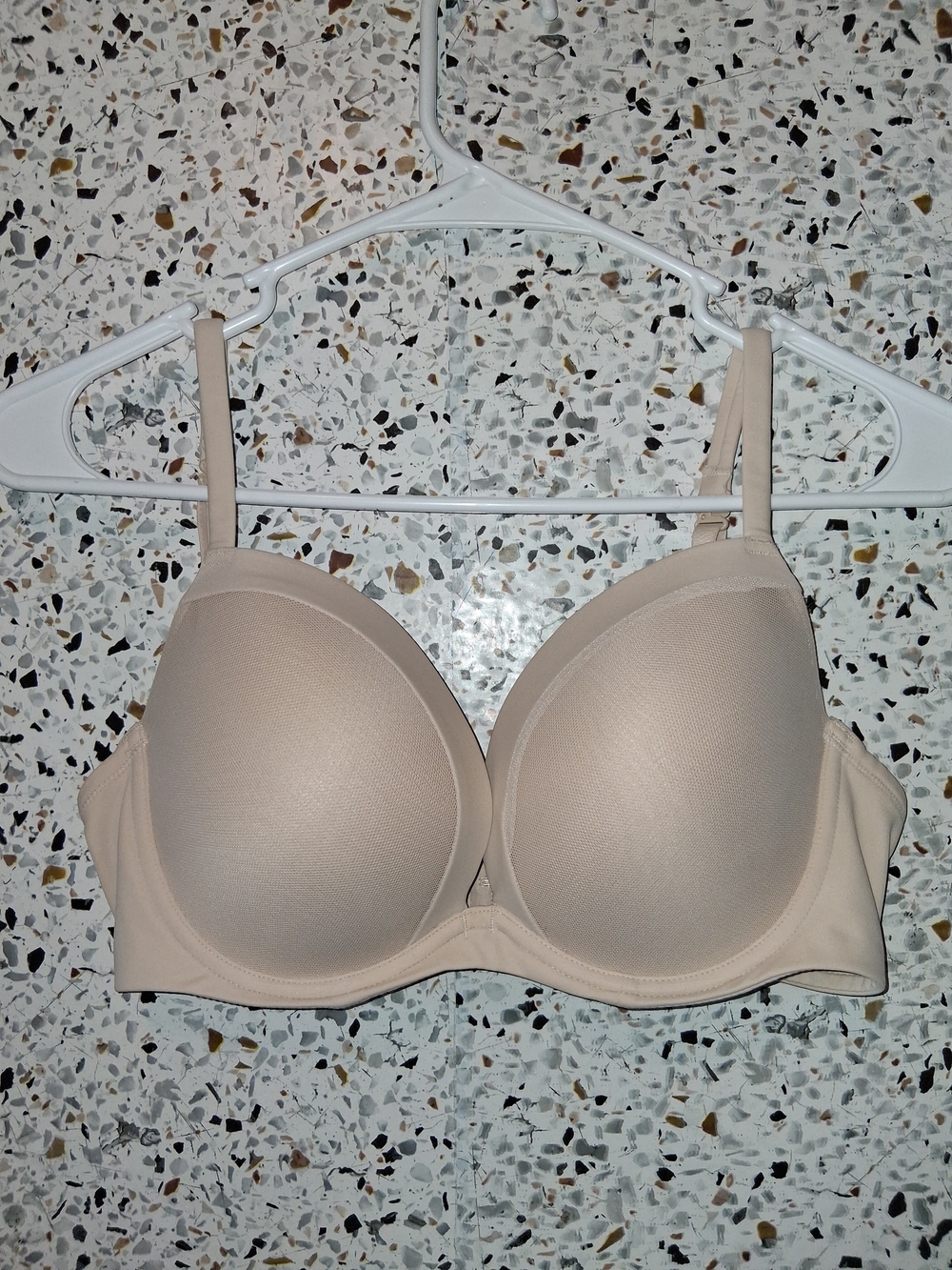 Le Mystere Push Up Bra Size 36C Nude Padded With Wires Netted Cups